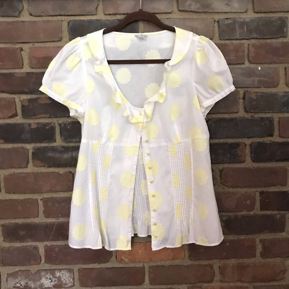 Anthropologie ODILLE pintuck ruffle floral top - Picture 2 of 3